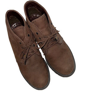 Brown Suede Ankle Boots with Simple Lacing 7.5 Euro 38